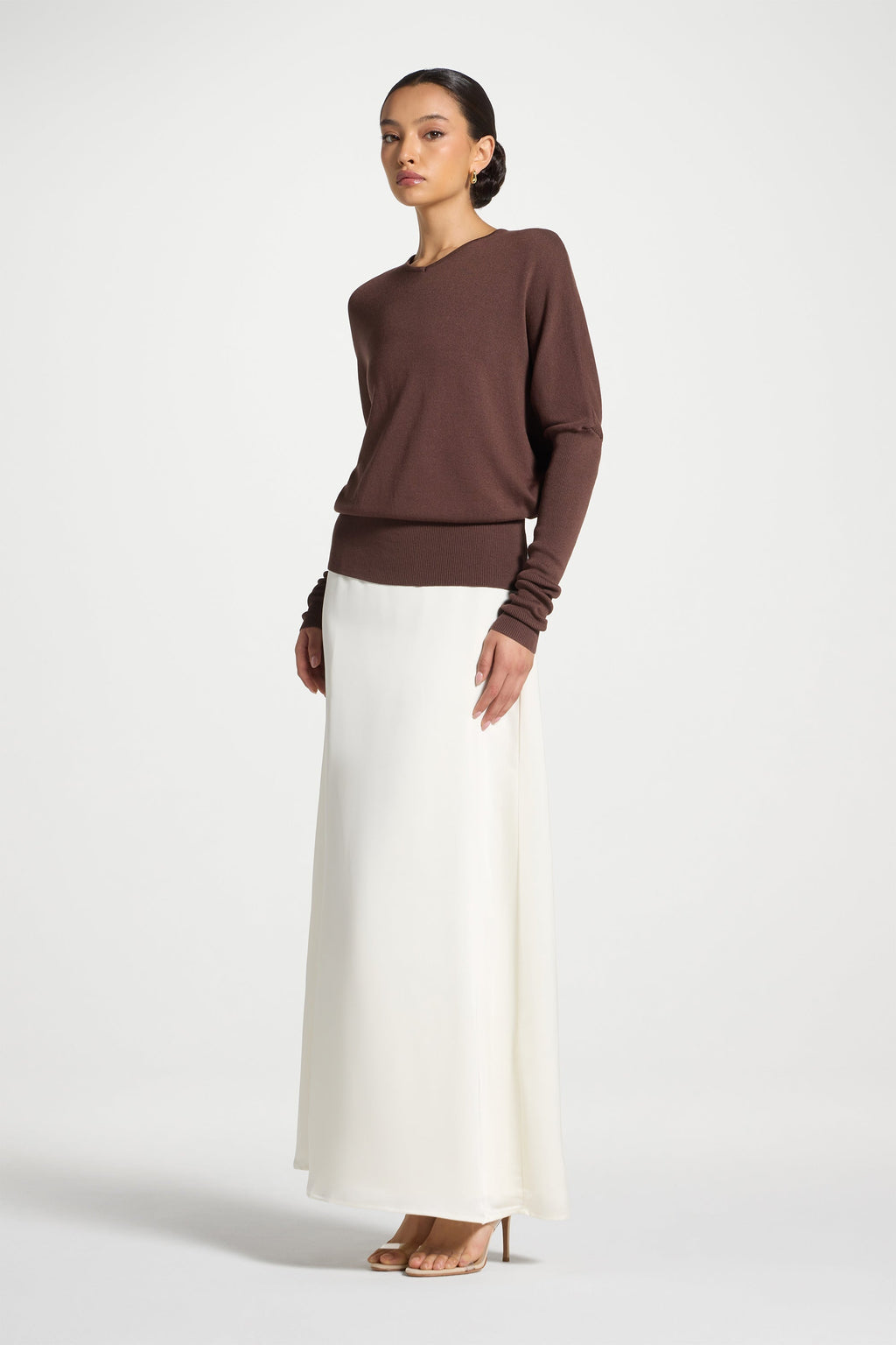 Tencel Silk A-Line Maxi Skirt - Ivory