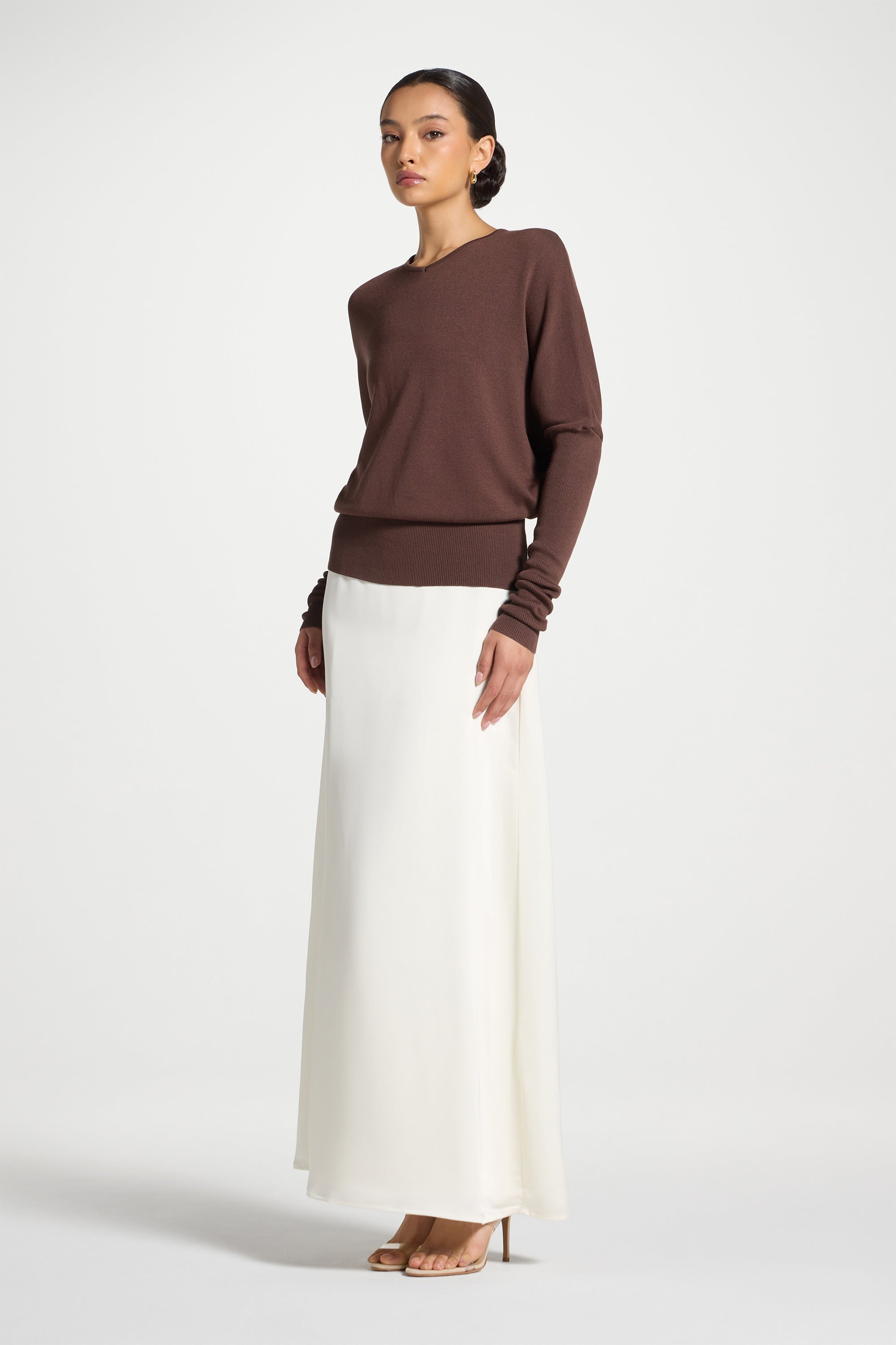 Tencel Silk A-Line Maxi Skirt - Ivory