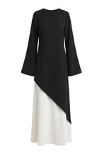 Zoe Asymmetrical Flare Sleeve Tunic Top-Black