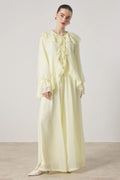 Cascading Ruffle Tie Front Chiffon Blouse Wide Leg Trousers Two Piece Set