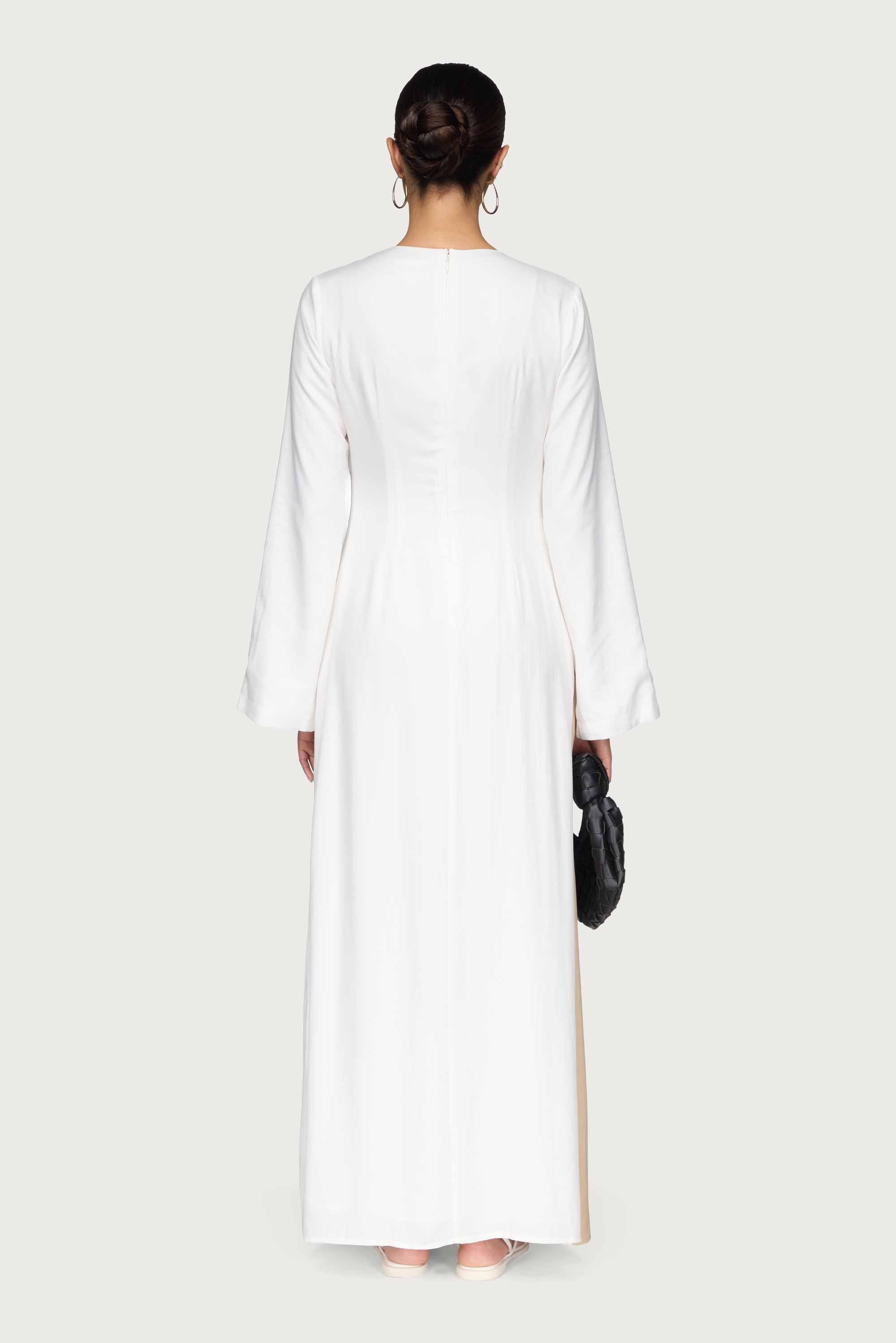 Yumna Contrast Wrap Maxi Dress - Sand Dune
