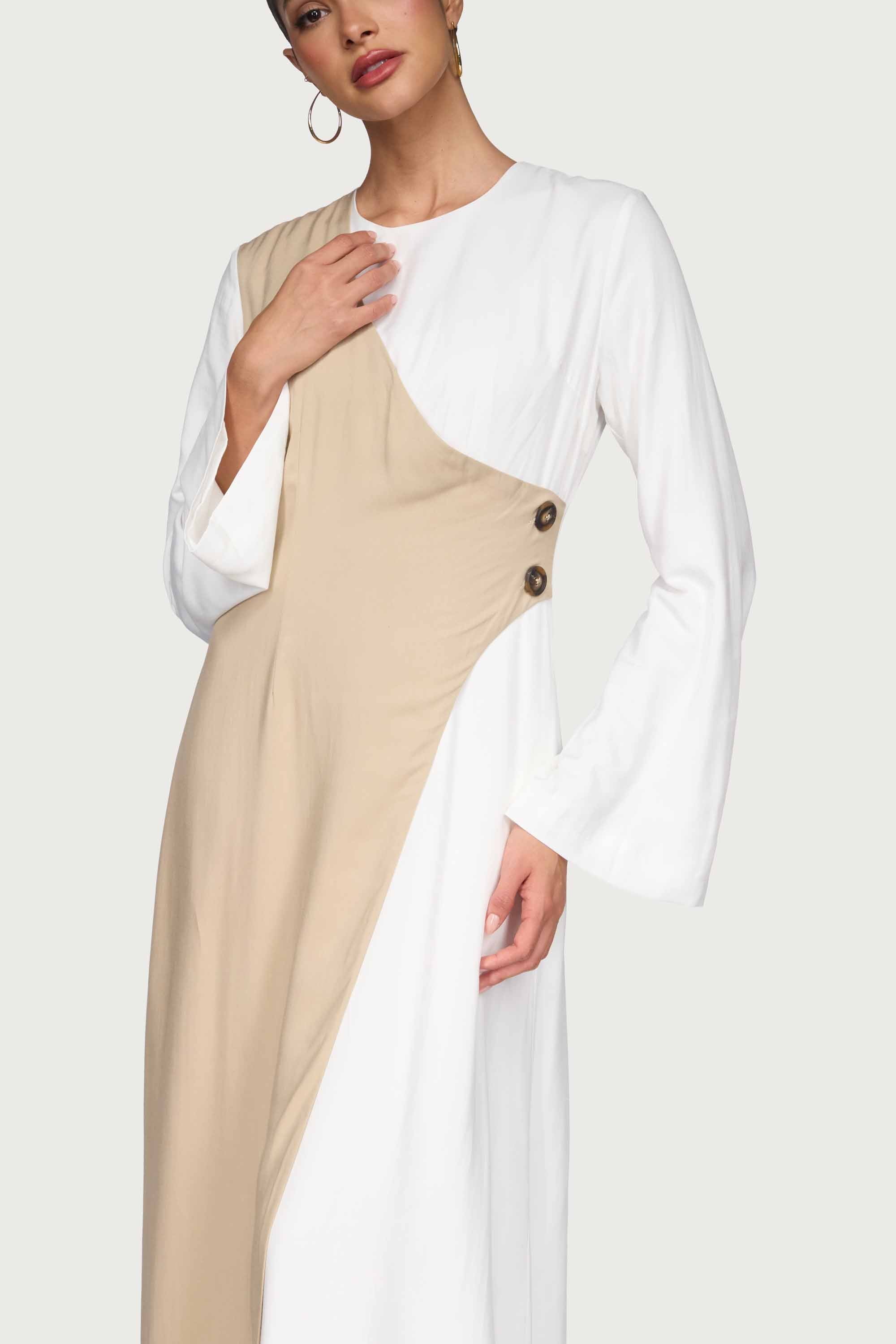 Yumna Contrast Wrap Maxi Dress - Sand Dune