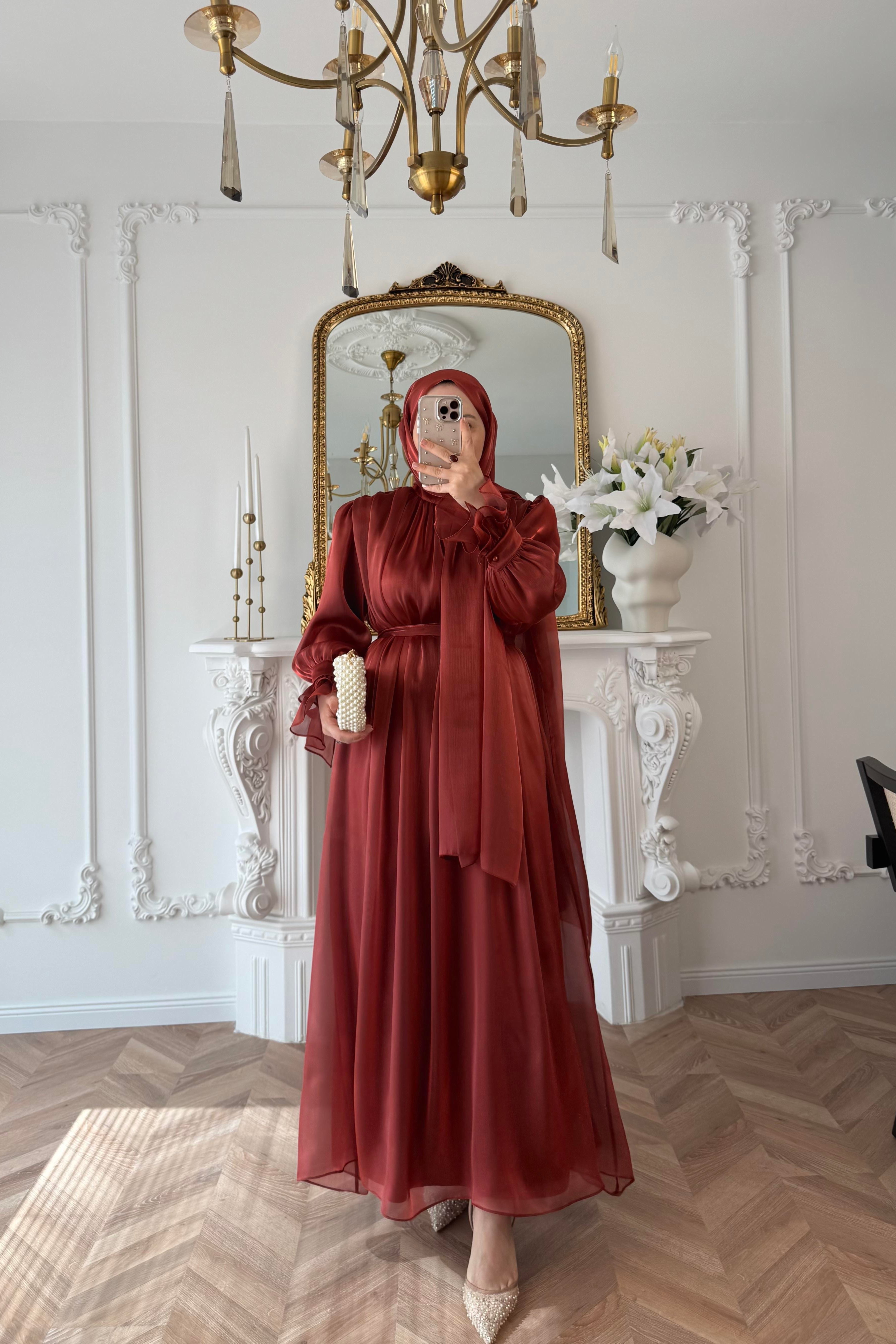 Freya Pleated Mock Neck Maxi Dress