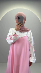 Aisha Bow‑decorated Two‑Piece Abaya Outfit